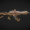 Ornate Decorative Weapon Rifle With Gold Silver Accents And Carved Wooden Grip