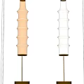 Two Modern Transparent Floor Lamps With Layered Glass Design And Gold Base