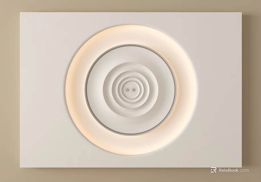 Modern Minimalist Ceiling Design With White Concentric Circles And Integrated Lighting 3d model