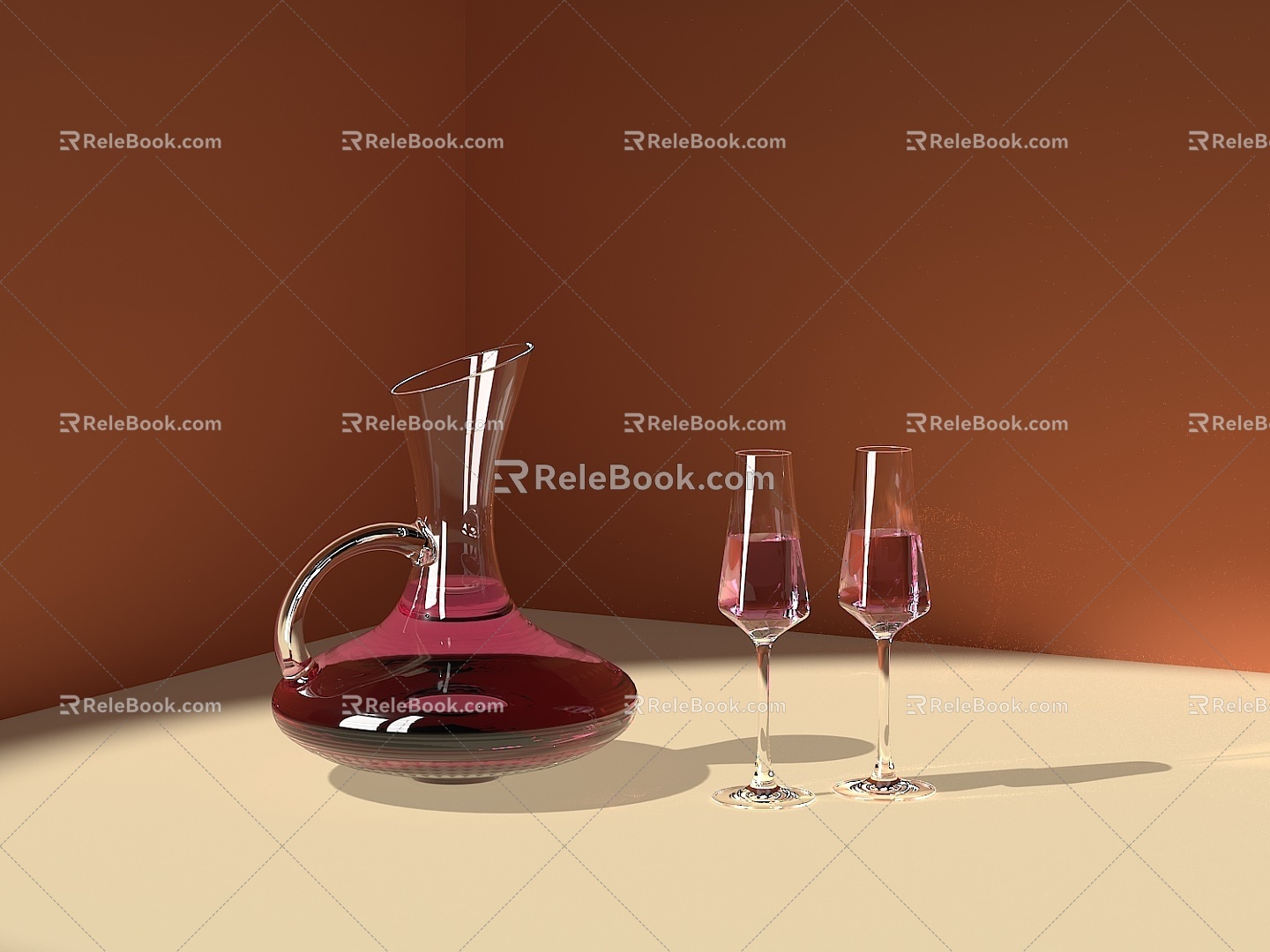 Wine Wine Wine Cocktail Glass Wine Bottle 3d model