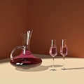 Wine Wine Wine Cocktail Glass Wine Bottle 3d model