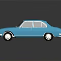 Blue Classic Sedan Shiny Exterior Design With Reflection On Dark Background