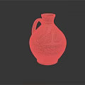 Traditional Ceramic Jug With Colorful Bird Motifs Green Red White Decorative Patterns