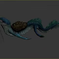 Blue Mythical Creature With Sharp Teeth Bumpy Growth And Fins In Open Mouth Stance