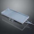Flatbed Trailer With Metal Construction Flat Surface And Dual Wheels Hitch Design 3d model