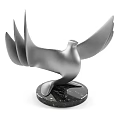 Silver Bird Shaped Decorative Ornament Set with Black Marble Base for Home Decoration