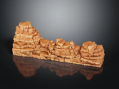 Rocky Terrain With Layered Brown Rock Structure Natural Texture And Detailed Formation 3d model