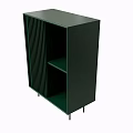 Modern Dark Green Decorative Cabinet Featuring Open Shelves And Thin Legs