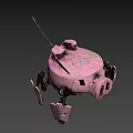 Vintage Pink Steampunk Mechanical Game and Movie Character With Gear Background