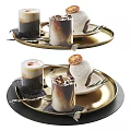 Elegant Tea Set With Golden Tray Cups Rosemary And Orange Slice Decor