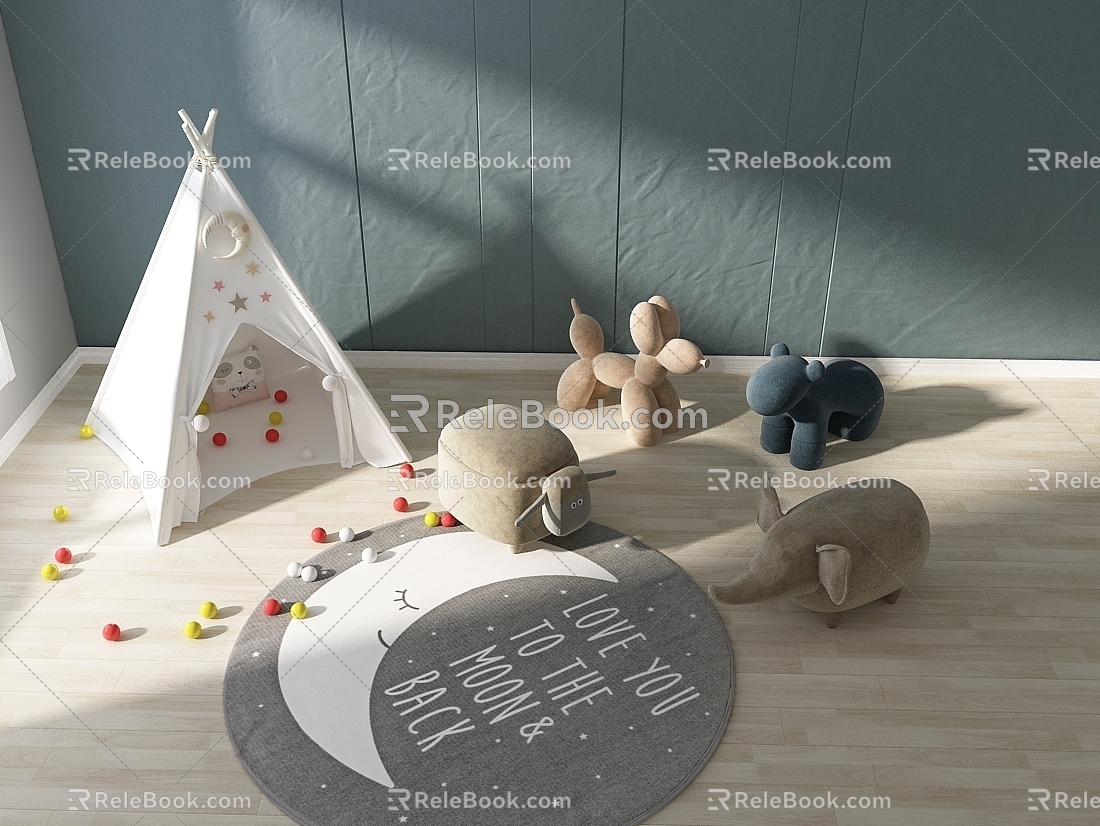 Tent Doll Ornaments Toy Doll Handset 3d model