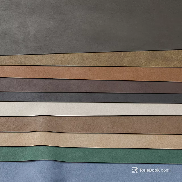 Various Colored Leather Strips Gray Gold Brown And Green Tones In Striped Arrangement 3d model 