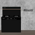 Minotti Modern Black Kitchen Appliances With Integrated Hob And Storage Cabinet