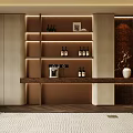 Luxury Built In Wine Cabinet With Warm Ambient Lights For Home Wine Storage And