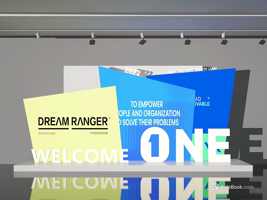 Activity Exhibition Wall Featuring Colorful Display Boards With Inspiring Welcome Messages 3d model 