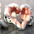 Heart Shaped Sculpture Photo Check-in Spot White Pink Surface Black Spots Indoor Light Shadow