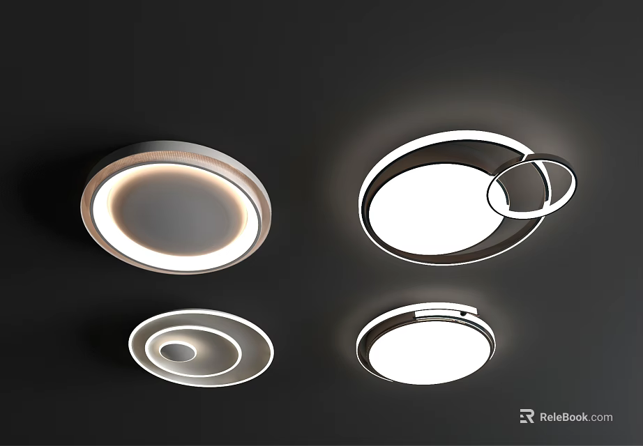 Modern Round Ceiling Lights With Various Stylish Designs And Bright Illumination 3d model