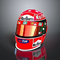Red Racing Car Helmet With Marlboro TIM Ferrari Brand Logos For Driver