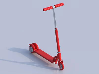 Red Kids Scooter With Red Handlebars Red Deck And Two Wheels 3d model