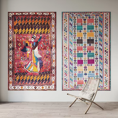 Square Carpets with Vibrant Colors Traditional Patterns and Geometric Designs for Home Interior Decor 3d model