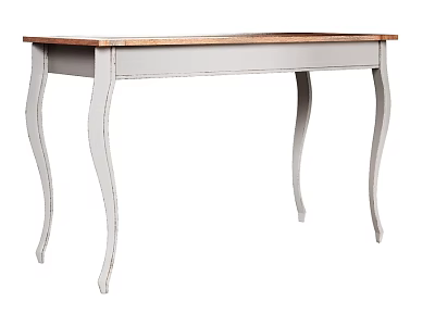 Elegant Vintage Dining Table With Wooden Top And White Curved Legs Design 3d model