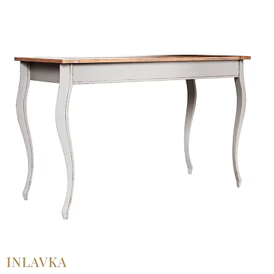 Elegant Vintage Dining Table With Wooden Top And White Curved Legs Design 3d model