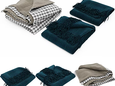 Assorted Throw Blankets In Different Styles And Patterns 3d model