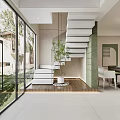 Modern Living Room Interior With Beige Sofa Large Windows Green Plants And Coffee Table