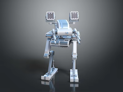 Game Movie Character Robot With Blue White Mechanical Structure Top Sensors And Sci Fi Design 3d model
