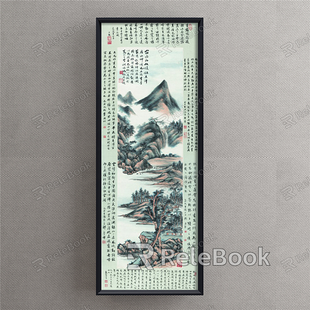 Chinese Landscape Painting Green Entrance Landscape model