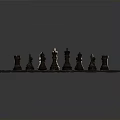 Classic Chess Set With Black And White Pieces On Checkered Chessboard