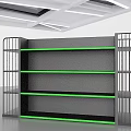 Modern Display Shelves With Metal Frame Green Edge And Multiple Layers 3d model