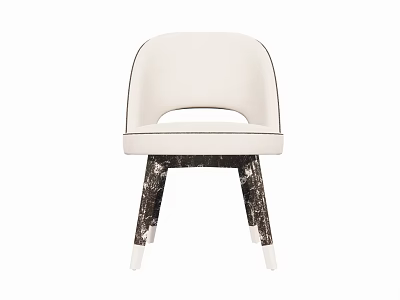 Modern Table and Chair Set with White Curved Backrest and Patterned Legs 3d model
