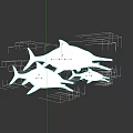 Group Of Three Marine Fish With Long Bills Swimming Underwater Together