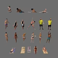 Group Of People Displaying Various Poses Standing Lying And Stretching Actions