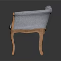Light Blue Single Sofa with Curved Wooden Arms Button Tufted Backrest and Wooden Legs