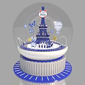 Snow Globe Art Installation Featuring Eiffel Tower 1889 Butterflies Balloons Snowflakes And Blue Base