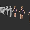 Game and Movie Character Models Showing Progressive Detail Evolution With Purple Accents and Weapon