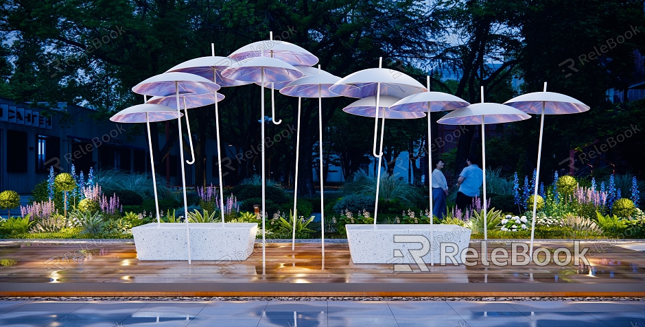 Modern City Sculpture Street Umbrella Sculpture Sculpture Sculpture Sculpture Sitches on the Exterior of Mei Chen Commercial Square Art Installation Characteristic Bus Station terrazzo stool model