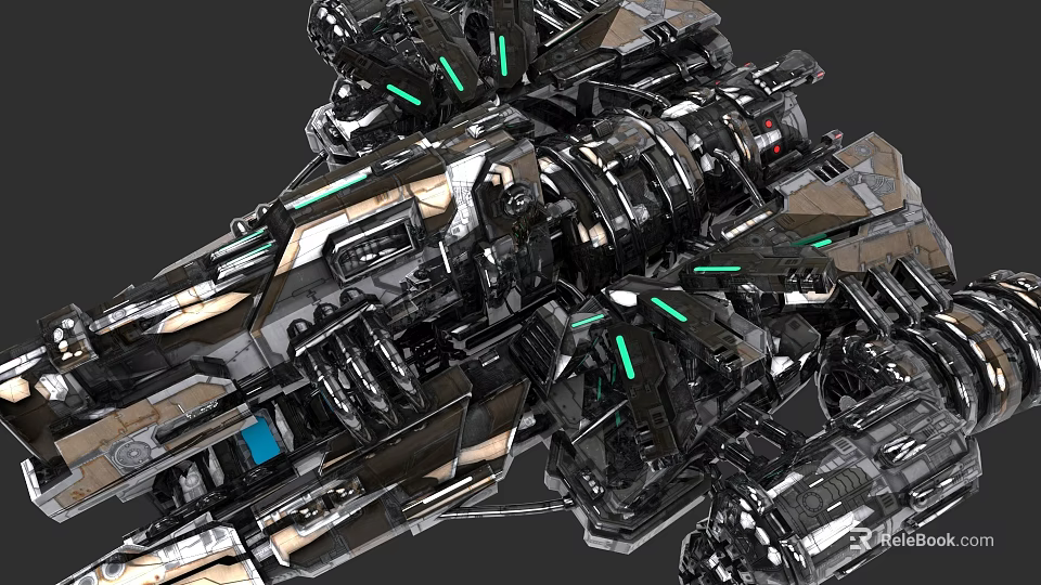Futuristic Car Design Featuring Intricate Mechanical Structure And Green Accent Lights 3d model 