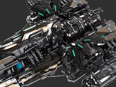 Futuristic Car Design Featuring Intricate Mechanical Structure And Green Accent Lights 3d model
