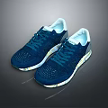 Blue Athletic Sneakers With Breathable Mesh Upper White Lining And Yellow White Sole