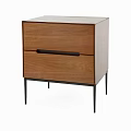 Modern Wooden Bedside Table With Drawer And Black Metal Legs Design