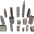 Diverse Building Models Collection With Tall Skyscrapers And Various Shaped Structures 3d model