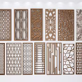 Wooden Room Dividers With Various Intricate Patterns For Interior Decor 3d model