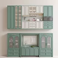 Modern Green Sideboard With Glass Doors Drawers And Cabinet Top Decorative Storage
