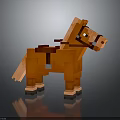 Stylized Pixel Art Orange Horse Creature Character in 3D Digital Game Render 3d model