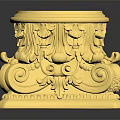 European-style stigma carved column gold column bottom 3d model