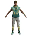 Man Wearing Green And Yellow Hooded Vest With Khaki Cargo Pants And Sneakers