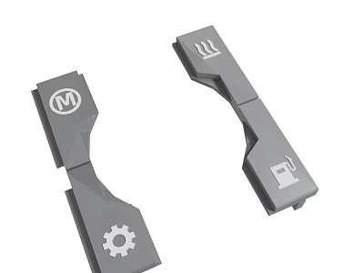 Gray Equipment Parts Featuring M Logo Gear Icon And Fuel Station Symbol 3d model